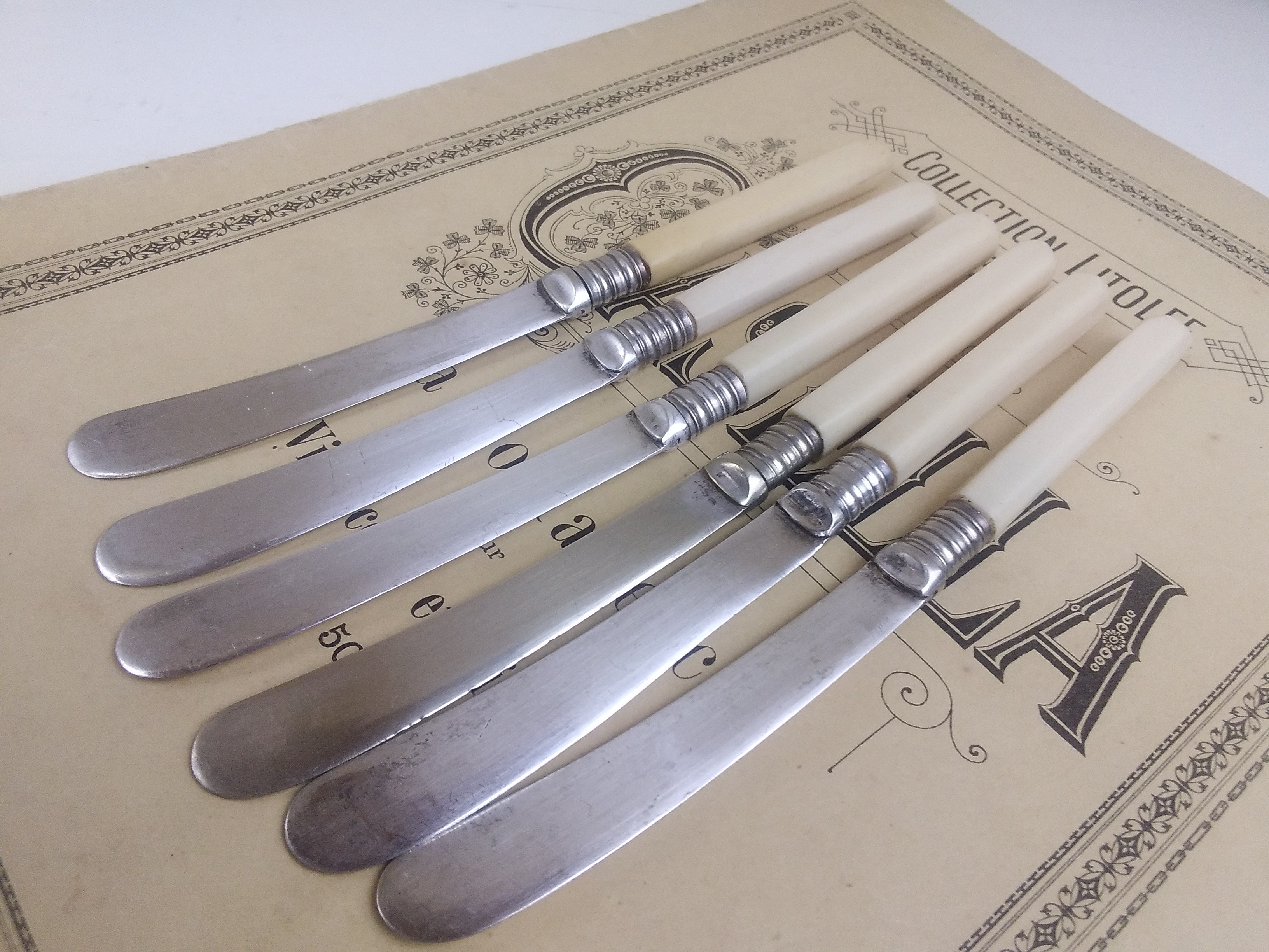Set van 6 antieke fruitmesjes