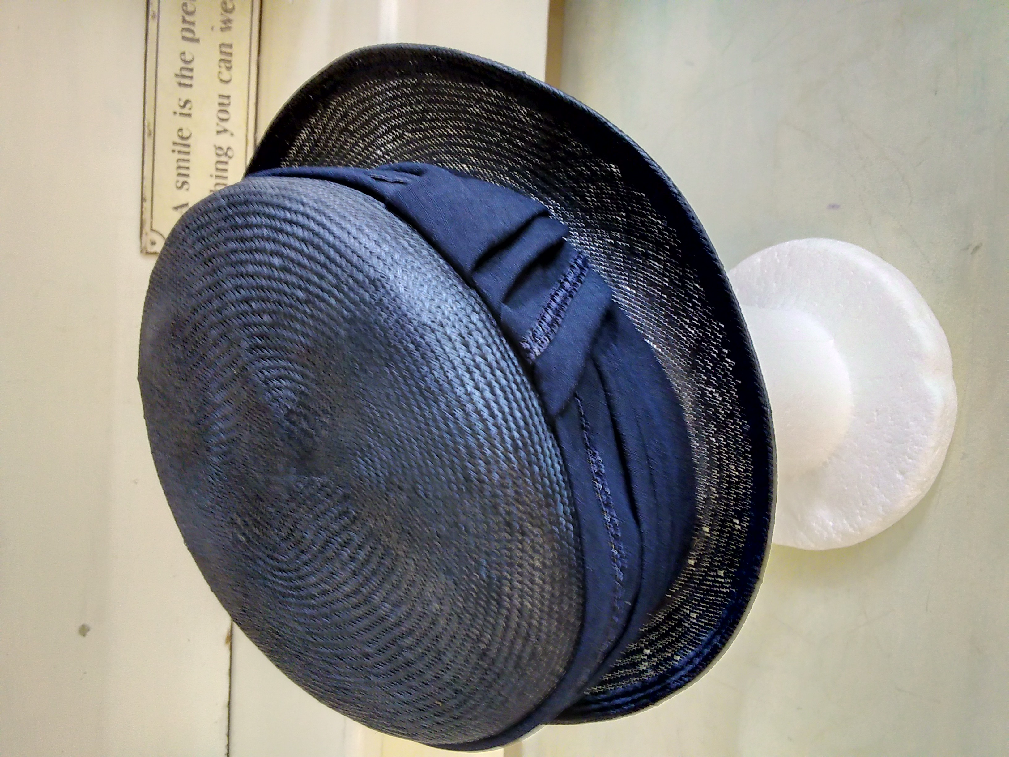 Vintage blauwe dames hoed 